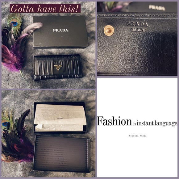 NEW Prada Nappa Gaufre Black Leather Wallet Button - Picture 5 of 15